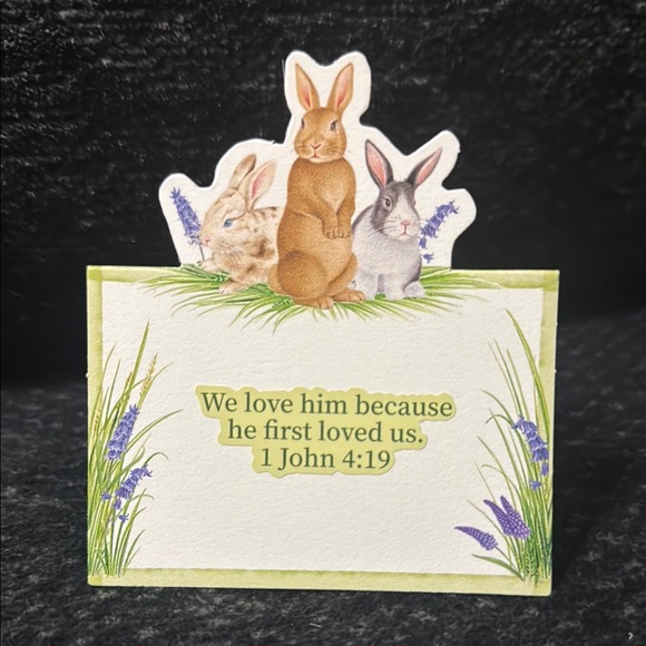 Inspirational Easter Bunny Place Cards with Bible Verses - Set of 6 cards - Picture 3 of 9